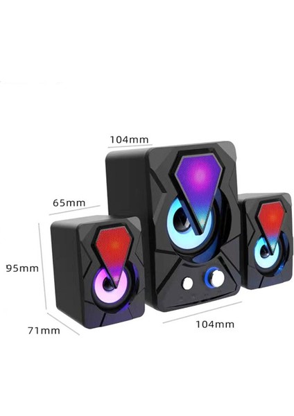 E-1306 Oyuncu Gamer Telefon Bilgisayar Tablet Rgb Stereo USB Subwoofer Hoparlör