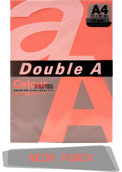 Double A Renkli Fotokopi Kağıdı 25 Li A4 75 gr Neon Punch