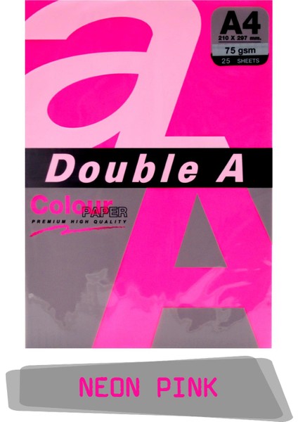 Double A Renkli Fotokopi Kağıdı 25 Li A4 75 gr Neon Pink