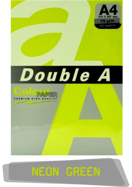 Double A Renkli Fotokopi Kağıdı 25 Li A4 75 gr Neon Green