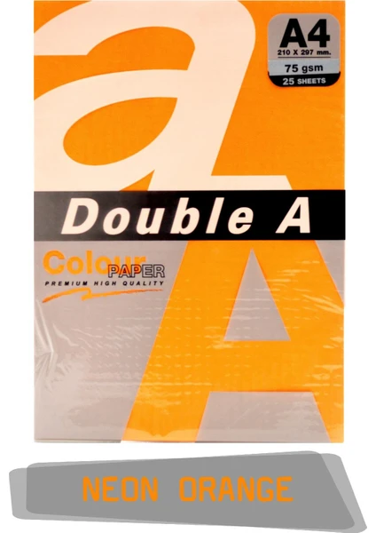 Double A Renkli Fotokopi Kağıdı 25 Li A4 75 gr Neon Orange