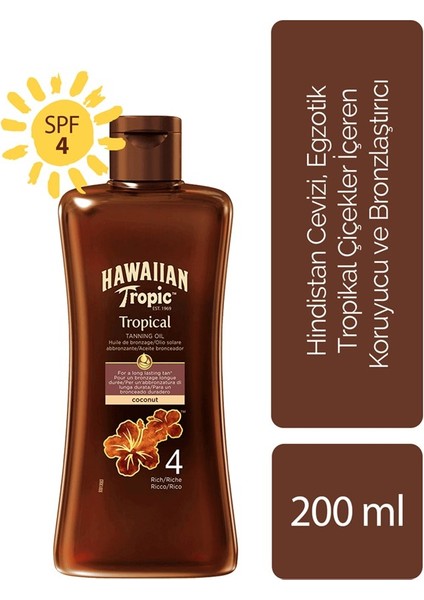 Tropic Bronzlaştırıcı Yağ Spf 4 200 ml