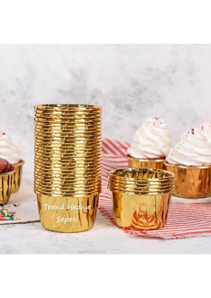 Trend Hediye Sepeti 25'li Gold Muffin Cupcake Kalıbı Kek Kapsülü