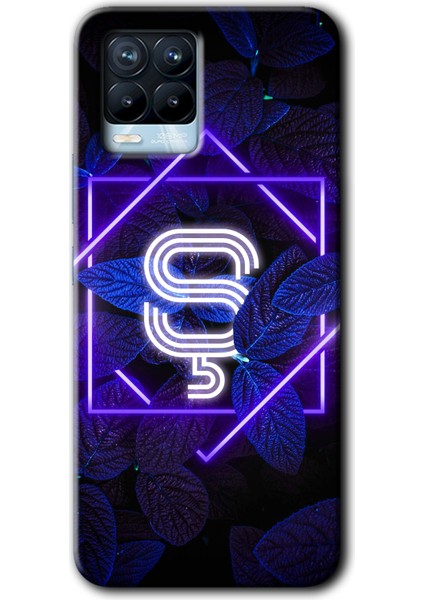 Realme 8 Pro Kılıf Baskılı Arka Kapak - Dark Neon Yaprak Ş Harfi +Tam Ekran Koruyucu