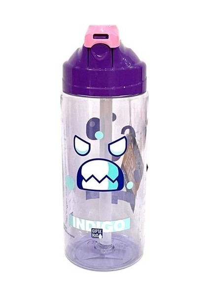 Mor Indıgo Tritan Desenli Pipetli Matara 500 ml
