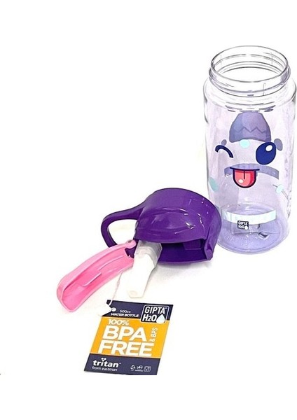 Mor Indıgo Tritan Desenli Pipetli Matara 500 ml