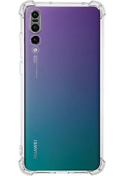 Caseworld Huawei P20 Pro ile Uyumlu Kapak Kamera Korumalı Airbag Antishock Silikon Şeffaf Kılıf