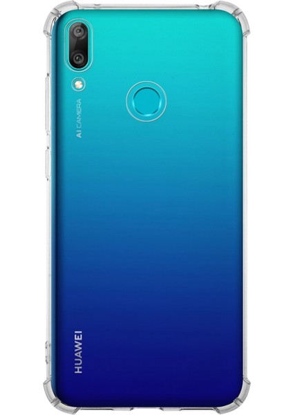 Caseworld Huawei Y7 2019 ile Uyumlu Kapak Köşe Korumalı Airbag Antishock Silikon Şeffaf Kılıf