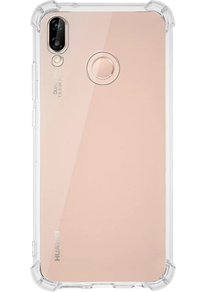 Kzy Huawei P20 Lite ile Uyumlu Kapak Köşe Korumalı Airbag Antishock Silikon Şeffaf Kılıf