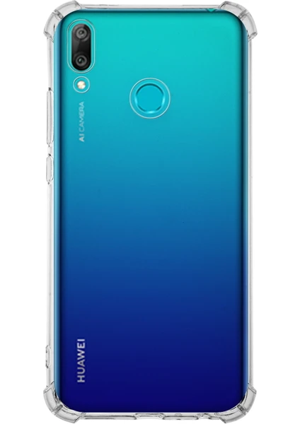 Kzy Huawei Y9 2019 ile Uyumlu Kapak Köşe Korumalı Airbag Antishock Silikon Şeffaf Kılıf