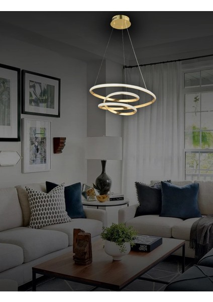 Modern Elegance Günışığı Power Led'li Gold Sarı Sarkıt Avize
