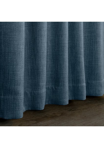 Taç Koyu Mavi Keten Karartma Blackout Fon Perde, 1/3 Sık Pile, Tek Kanat, 90 x 240 cm fırsatları
