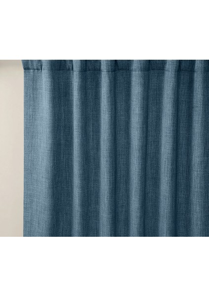 Taç Koyu Mavi Keten Karartma Blackout Fon Perde, 1/2 Seyrek Pile, Tek Kanat, 340 x 260 cm fiyatları
