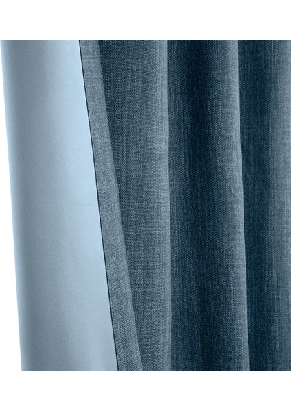 Taç Koyu Mavi Keten Karartma Blackout Fon Perde, 1/2 Seyrek Pile, Tek Kanat, 340 x 260 cm indirimleri