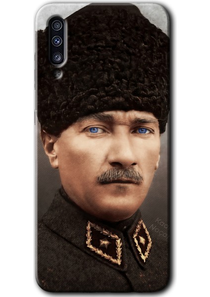 Samsung Galaxy A30S Kılıf Baskılı Kapak - Başkomutan Atatürk + 5d Tam Kaplayan Cam