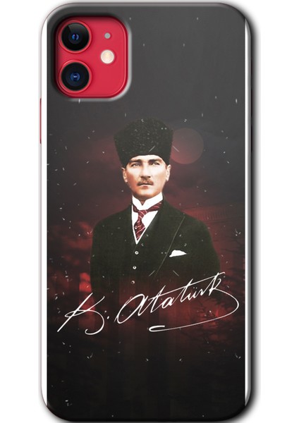 Apple iPhone 11 Kılıf Baskılı Kapak - Kemal Atatürk + 5d Tam Kaplayan Cam