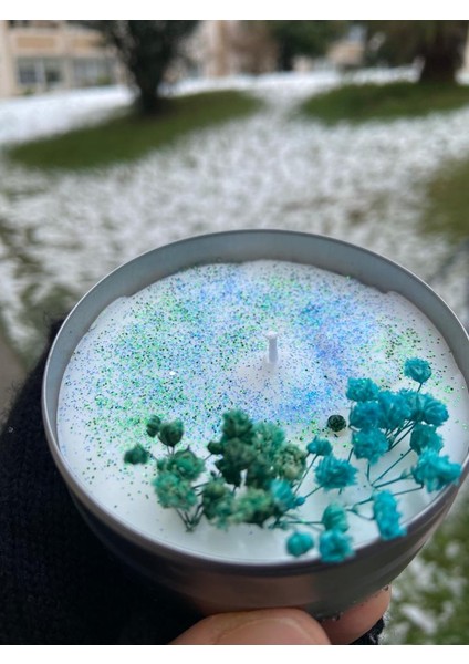 7*3 cm Boyutunda Metal Kutuda Kuru Çiçeklerle Süslenmiş Hindistan Cevizi Kokulu Pamuk Fitilli Soya Mumları indirimleri