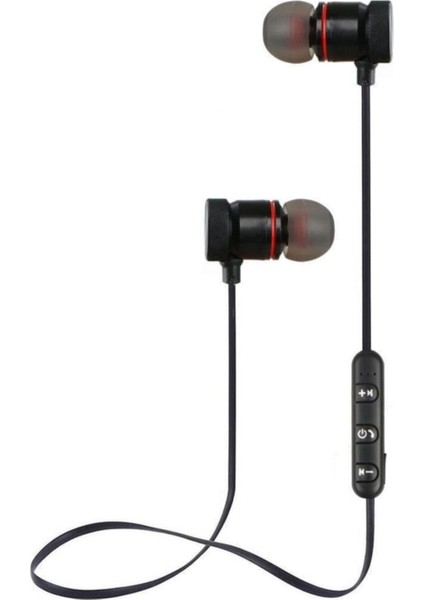 Sporcu Kablosuz Mıknatıslı Mikrofonlu Bluetooth Kulak Içi Kulaklık Siyah Genç
