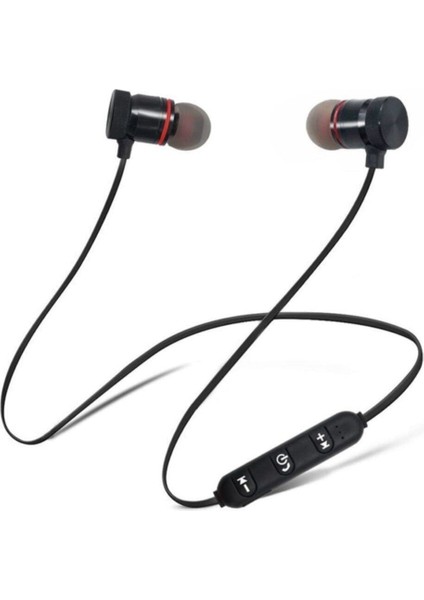 Sporcu Kablosuz Mıknatıslı Mikrofonlu Bluetooth Kulak Içi Kulaklık Siyah Genç