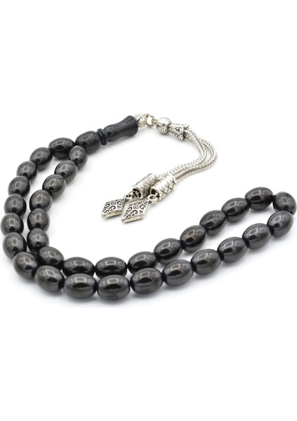 Gümüş Kaplama Püsküllü Arpa Kesim Oltu Taşı Tesbih modelleri