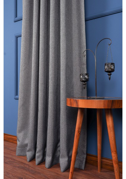 Taç Gri Keten Karartma Blackout Fon Perde, 1/2 Seyrek Pile, Tek Kanat, 50 x 270 cm modelleri