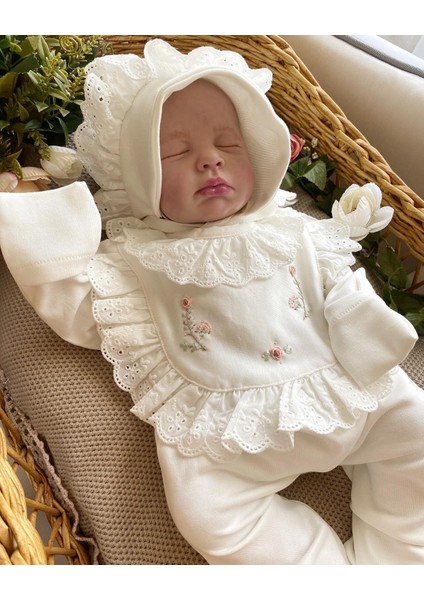 Fistolu Dal Çiçekli Yenidoğan Tulum ve Şapkas