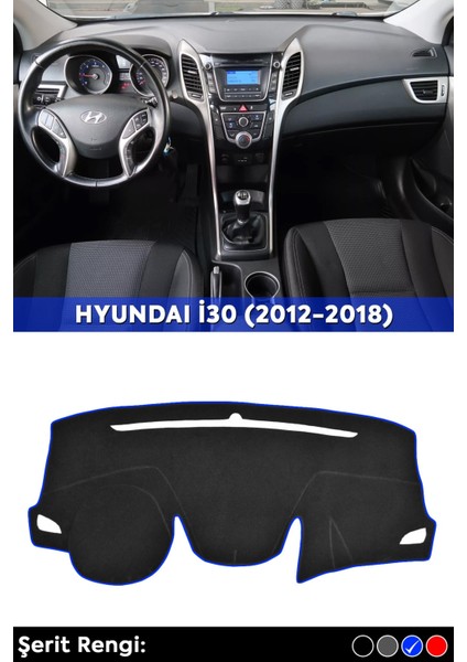 Hyundaı I30 (2012-2018) 3D Torpido Koruma Kılıfı - Ön Göğüs Panel Kaplama - Mavi Şerit