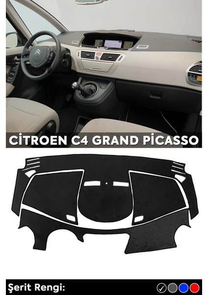 Citroen C4 Grand Picasso 3D Torpido Koruma Kılıfı - Ön Göğüs Kaplama - Siyah Şerit