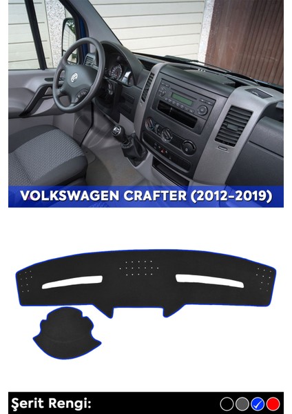 Volkswagen Crafter (2012-2019) 3D Torpido Koruma Kılıfı - Ön Göğüs Kaplama - Mavi Şerit