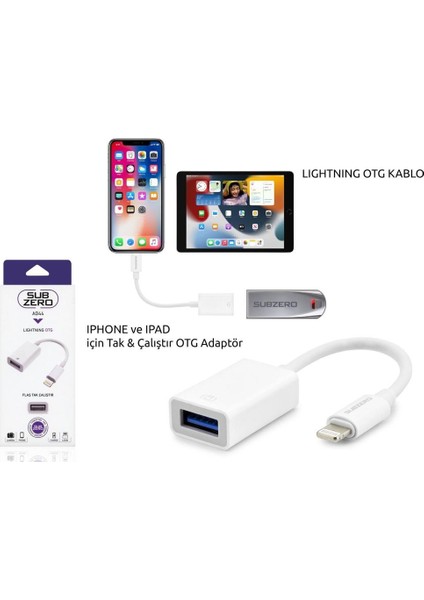 iPhone Uyumlu iPad USB Drive 3.0 Otg Fotoğraf Dosya Aktarım Flash Dönüştürücü Kablosu