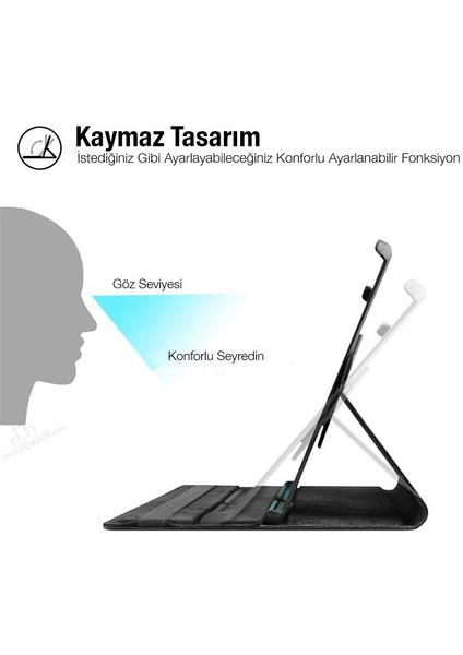 Polham Samsung Tab A7 10.4 2020 (T500-T505) Standlı Tablet Kılıfı, Darbe Emici, Kaymaz Taban, Açılı