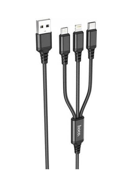 Polham 3in1 1 Metre USB To Type-C, iPhone Lightning, Micro USB Şarj ve Data Kablosu, 2A Halat Kablo