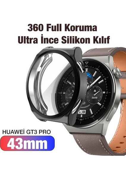 Polham Huawei Watch Gt 3 Pro 43MM Ful Kaplama Koruyucu Kılıf, Soft Silikon Darbe Emici Saat Kılıf