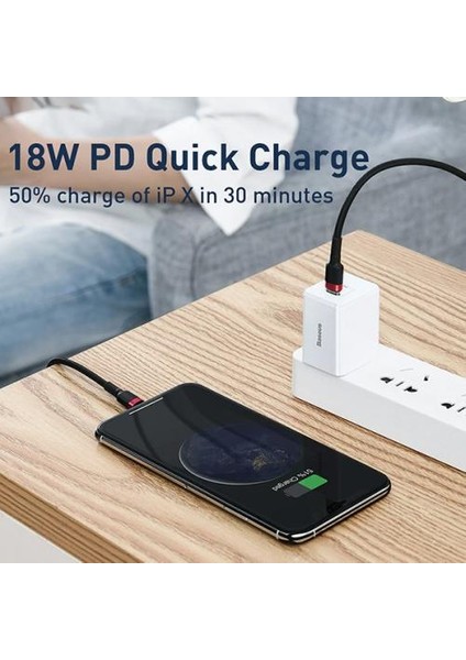 18W 1 Metre Type-C To Iphone Lightning Şarj ve Data Kablosu, Ipad ve Iphone Ultra Hızlı Şarj