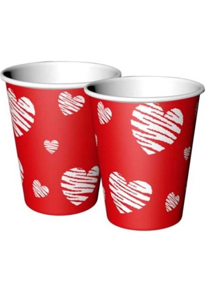 Bardak Kalpli Kırmızı 220/240CC Pk:8