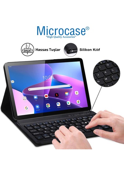 Lenovo Tab M10 3.nesil TB328FU 10.1 ZAAG0003TR Inch T328 Tablet Bluetooth Klavyeli Standlı Kılıf - Bkk4
