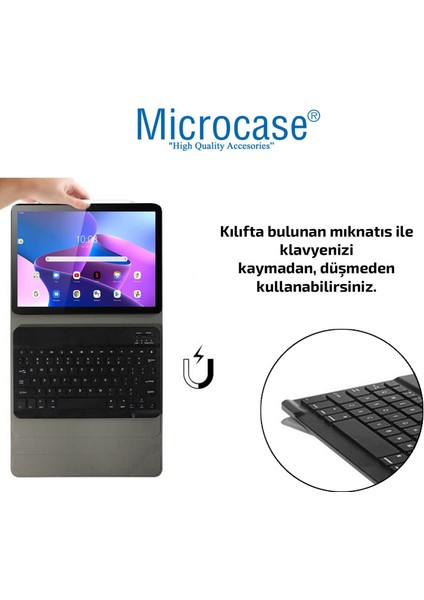 Lenovo Tab M10 3.nesil TB328FU 10.1 ZAAG0003TR Inch T328 Tablet Bluetooth Klavyeli Standlı Kılıf - Bkk4