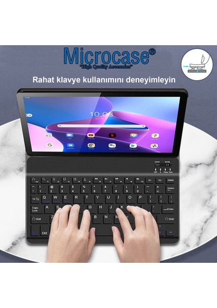 Lenovo Tab M10 3.nesil TB328FU 10.1 ZAAG0003TR Inch T328 Tablet Bluetooth Klavyeli Standlı Kılıf - Bkk4