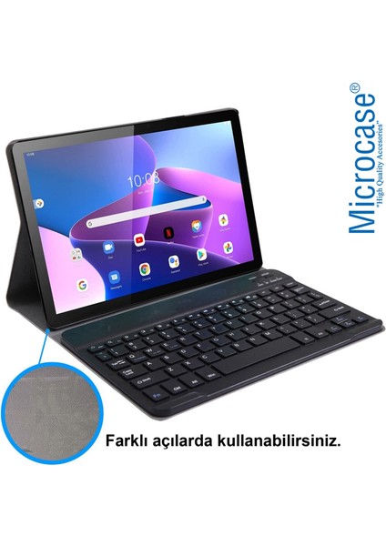 Lenovo Tab M10 3.nesil TB328FU 10.1 ZAAG0003TR Inch T328 Tablet Bluetooth Klavyeli Standlı Kılıf - Bkk4