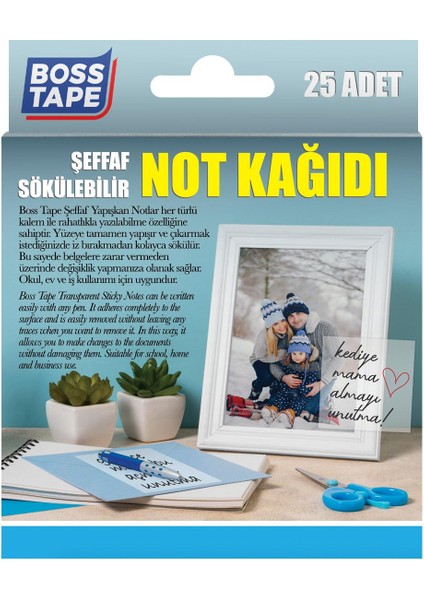 25 Adet Sökülebilir Şeffaf Yapışkanlı Not Kağıdı