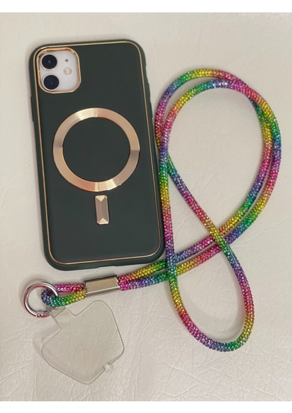 RCS Store Parlak Renkli Taşlı Telefon Boyun Askısı Tüm Modellere Uyumlu