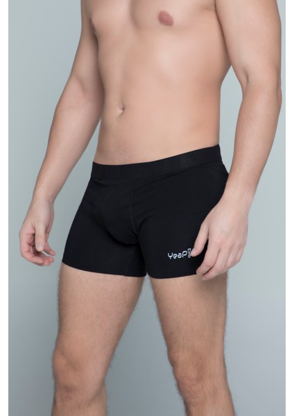 Yeap! Underwear 2 Li Siyah Penye Pamuklu Likralı Düz Erkek Boxer Mükemmel Uyum Mükemmel Kalite Ye1
