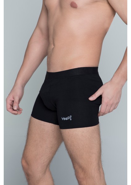 Yeap! Underwear 2 Li Siyah Penye Pamuklu Likralı Düz Erkek Boxer Mükemmel Uyum Mükemmel Kalite Ye1 modelleri
