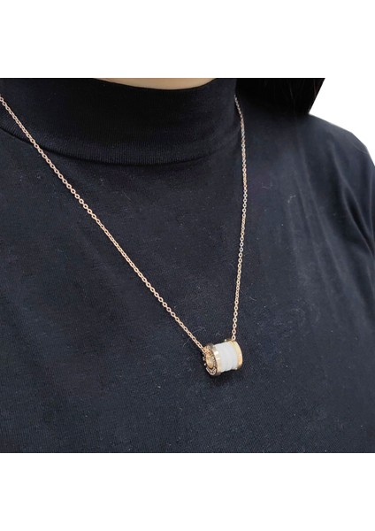 Roma Rakamlı Beyaz Rose Kap. Bayan Kolye ET48BY modelleri