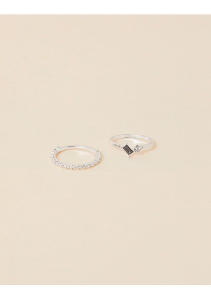 Taşlı Yüzük Seti Silver x 2