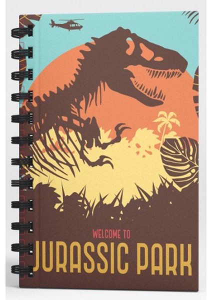 Jurassic Park Wellcome To Spiralli Defter Kahverengi Çizgili