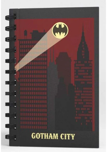 Batman Gotham City Spiralli Defter Siyah Çizgili