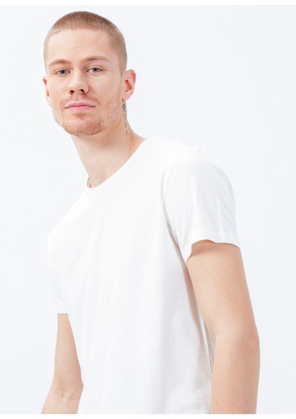 Bisiklet Yaka Düz Koyu Beyaz Unisex T-Shirt Stars modelleri