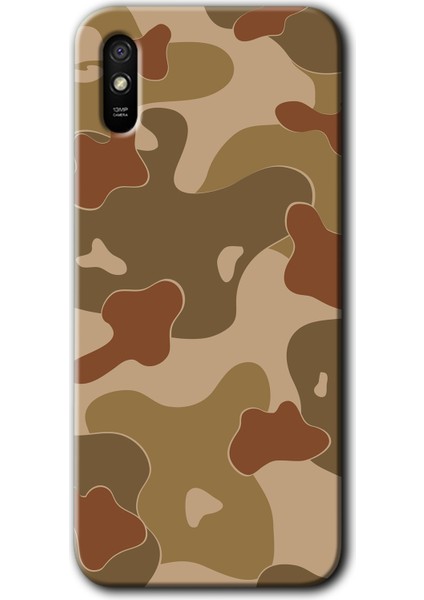 Xiaomi Redmi 9A Kılıf Baskılı Kapak - Kamuflaj 10 +Tam Kaplayan Mat Seramik