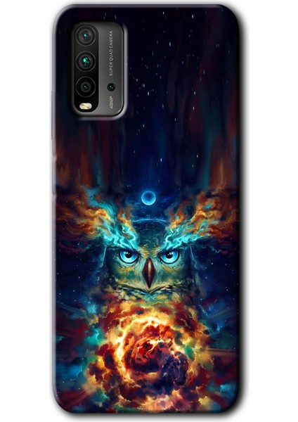 Xiaomi Redmi 9t Kılıf Baskılı Kapak - Ballı Baykuş +Tam Kaplayan Mat Seramik